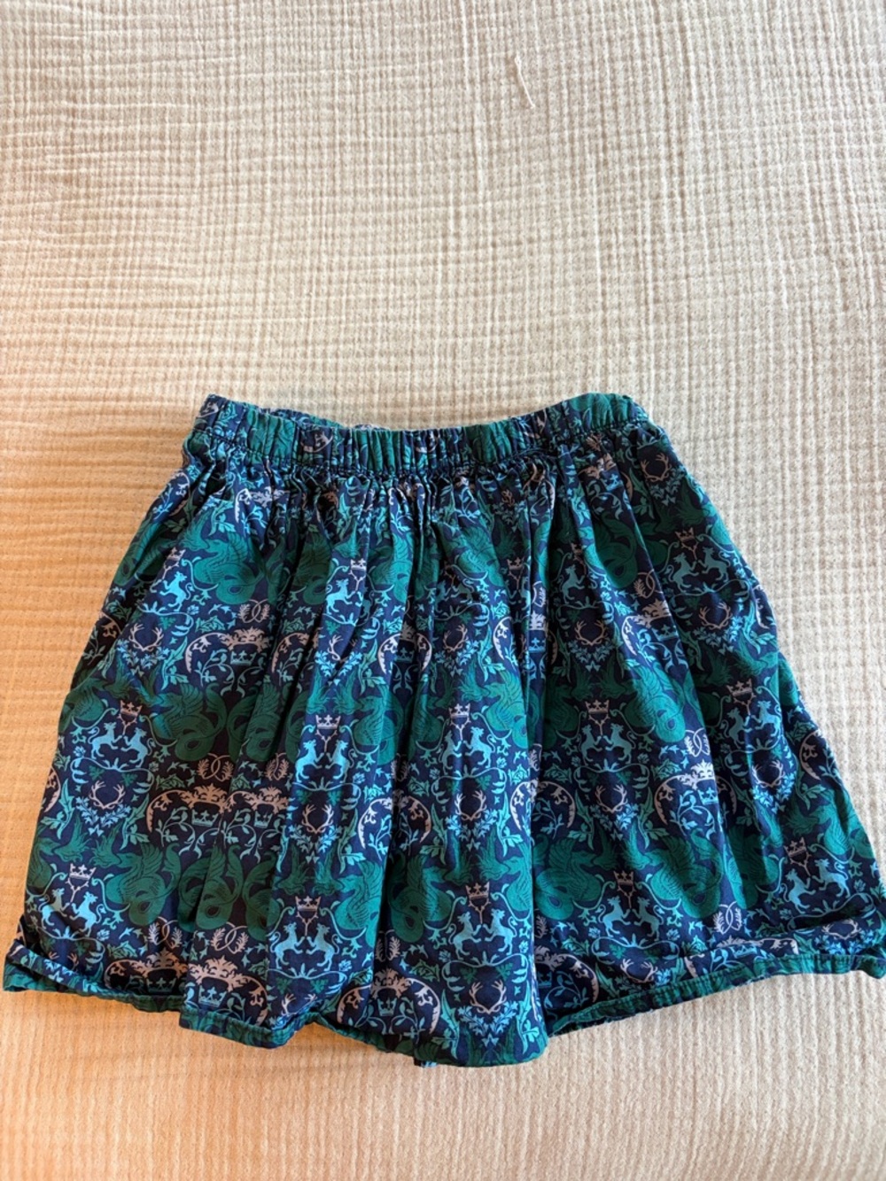 Tea Collection Teal and Navy Printed Girls Skirt